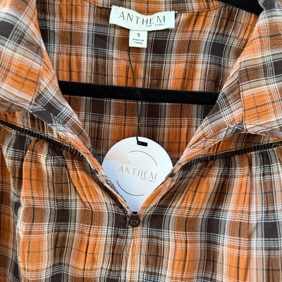 NWT Anthem The Label Button Down Plaid Top. Size small - Picture 9 of 12